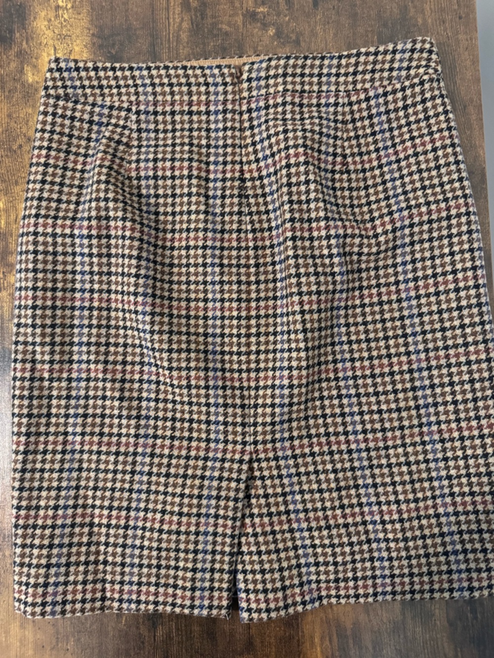 J. Crew “Mercantile” Brown Wool Blend Houndstooth Plaid Lined Pencil Skirt SZ 4 - Picture 9 of 12